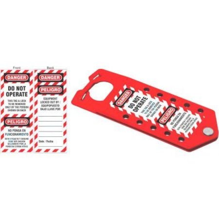 ZING ZING Red Aluminum Hasp with Tag, 1" Jaw Diameter, 3" x 7.5", 7361 7361